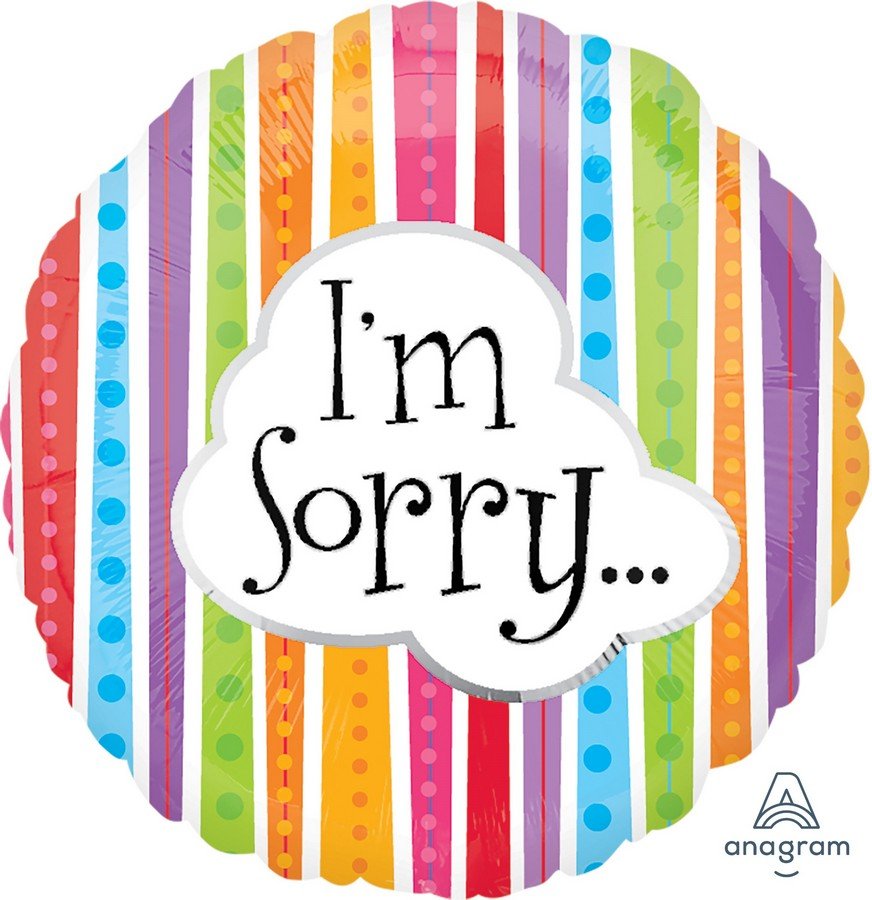 45cm Standard XL I'm Sorry Colourful Line S40 - party supplies australia