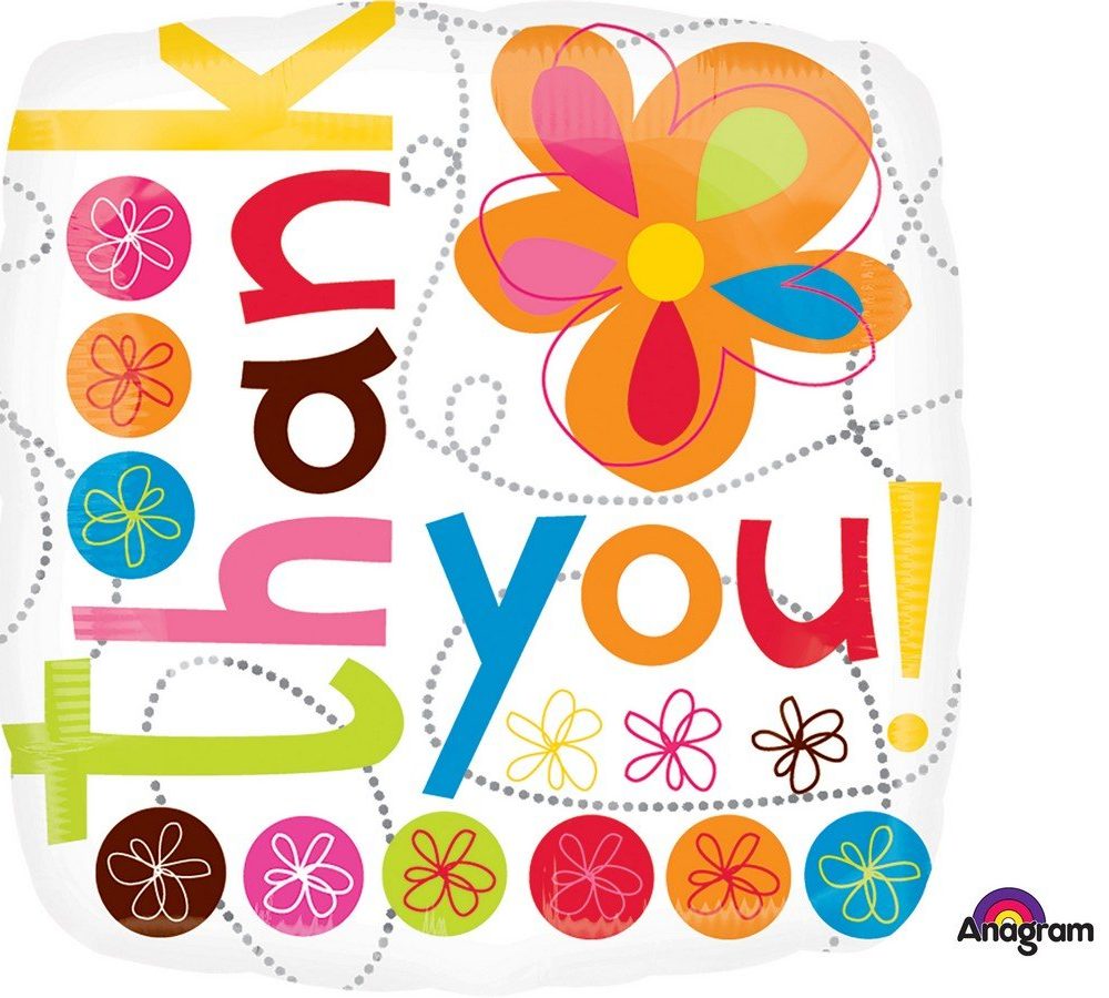 45cm Standard XL Thank You Colorful Flowers S40 - party supplies australia