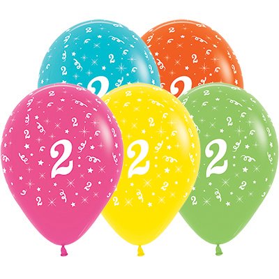 Sempertex 30cm Age 2 Tropical Assorted Latex Balloons