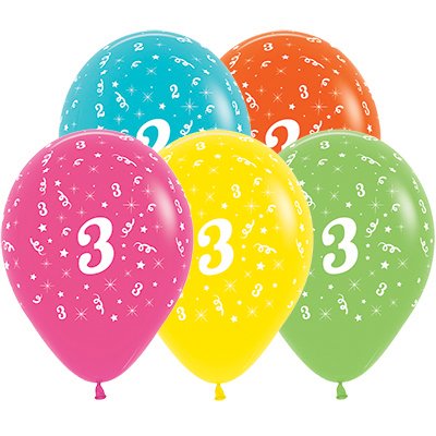 Sempertex 30cm Age 3 Tropical Assorted Latex Balloons