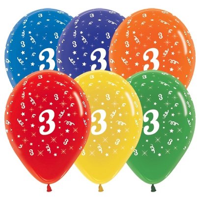 Sempertex 30cm Age 3 Crystal Assorted Latex Balloons