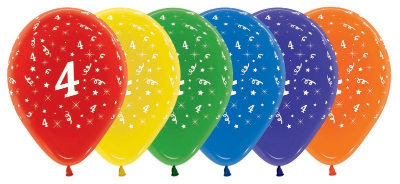 Sempertex 30cm Age 4 Crystal Assorted Latex Balloons