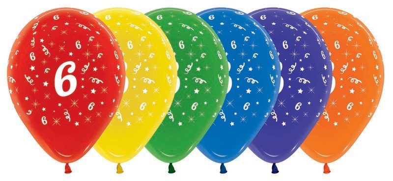 Sempertex 30cm Age 6 Crystal Assorted Latex Balloons