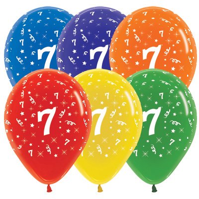 Sempertex 30cm Age 7 Crystal Assorted Latex Balloons