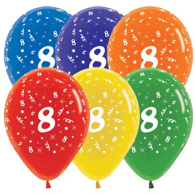 Sempertex 30cm Age 8 Crystal Assorted Latex Balloons