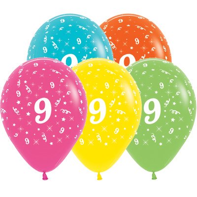 Sempertex 30cm Age 9 Tropical Assorted Latex Balloons