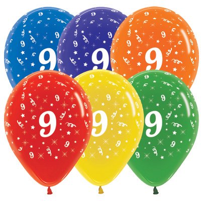 Sempertex 30cm Age 9 Crystal Assorted Latex Balloons