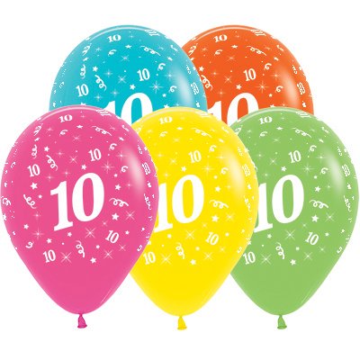 Sempertex 30cm Age 10 Tropical Assorted Latex Balloons