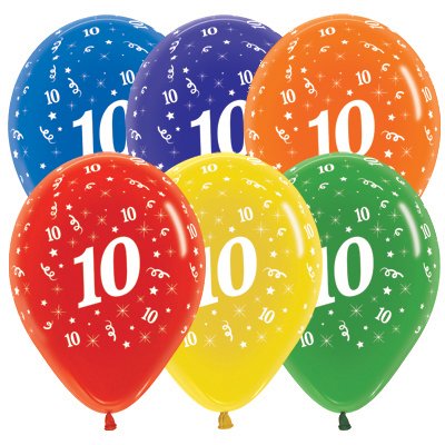 Sempertex 30cm Age 10 Crystal Assorted Latex Balloons
