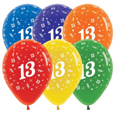 Sempertex 30cm Age 13 Crystal Assorted Latex Balloons
