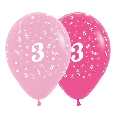 Sempertex 30cm Age 3 Fashion Pink Assorted Latex Balloons