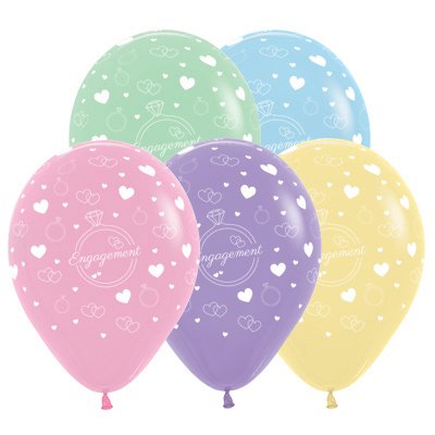 Sempertex 30cm Engagement Diamond Rings & Hearts Fashion Assorted Latex Balloons