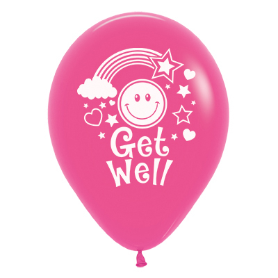 Sempertex 30cm Get Well Smiley Faces Fashion Fuchsia Latex Balloons