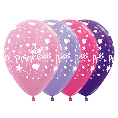 Sempertex 30cm Princess Theme Satin Pearl & Metallic Assorted Latex Balloons