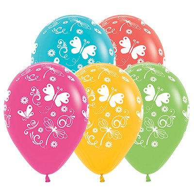 Sempertex 30cm Butterflies & Dragonflies Tropical Assorted Latex Balloons