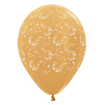 Sempertex 30cm Sparkling Stars Metallic Gold Latex Balloons
