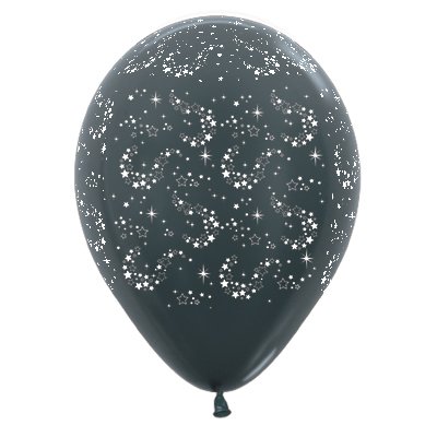 Sempertex 30cm Sparkling Stars Metallic Graphite Latex Balloons