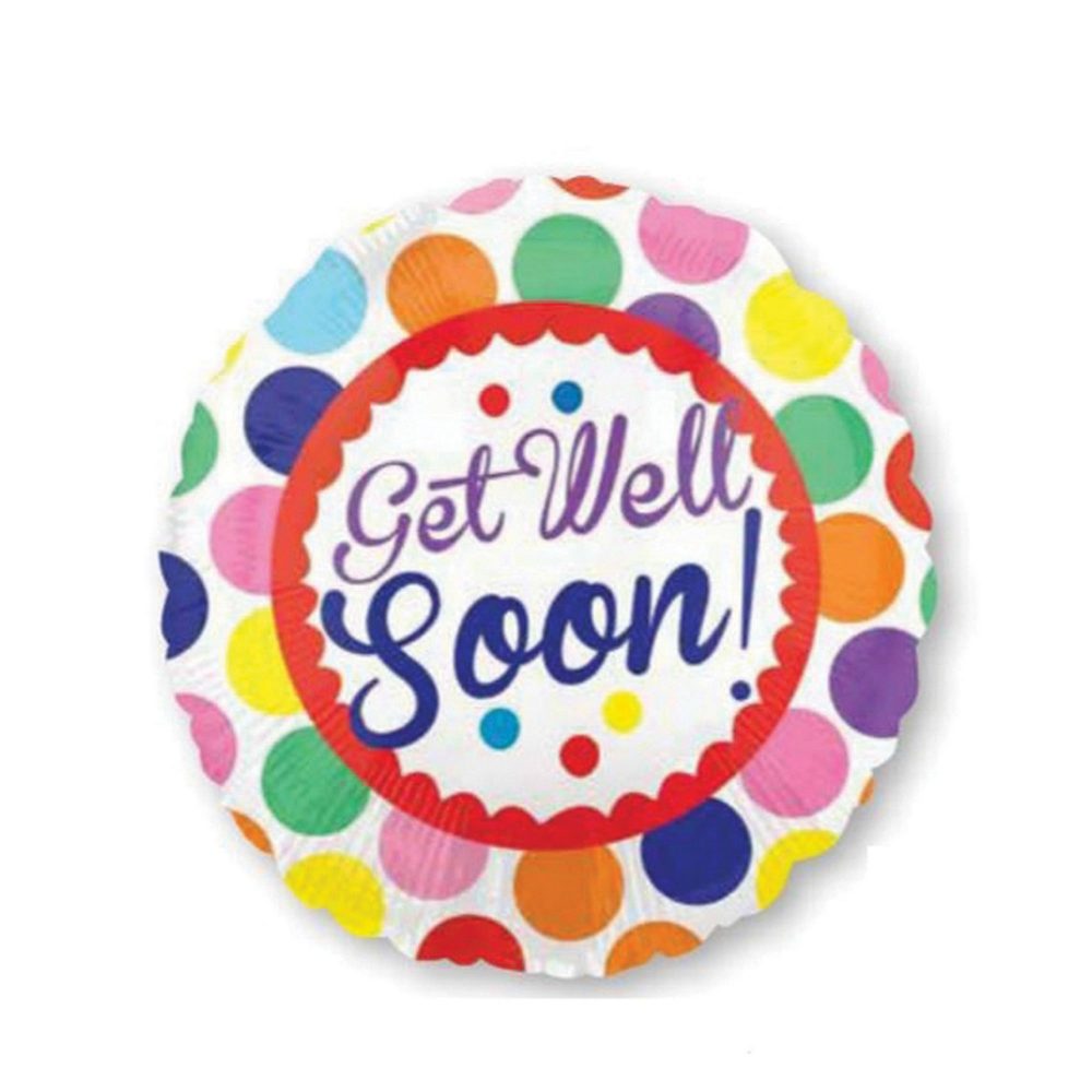 45cm Standard HX Get Well Soon Dots S40 - party supplies australia