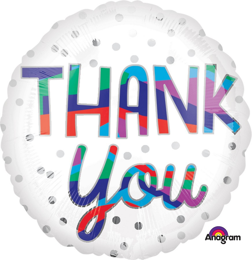 45cm Standard HX Thank You Silver Dots S40 - party supplies australia