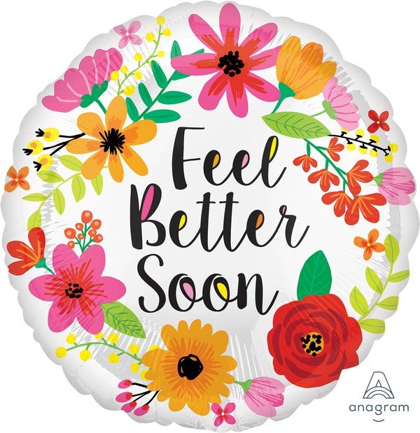 45cm Standard HX Feel Better Soon Floral Wreath S40 - party supplies australia