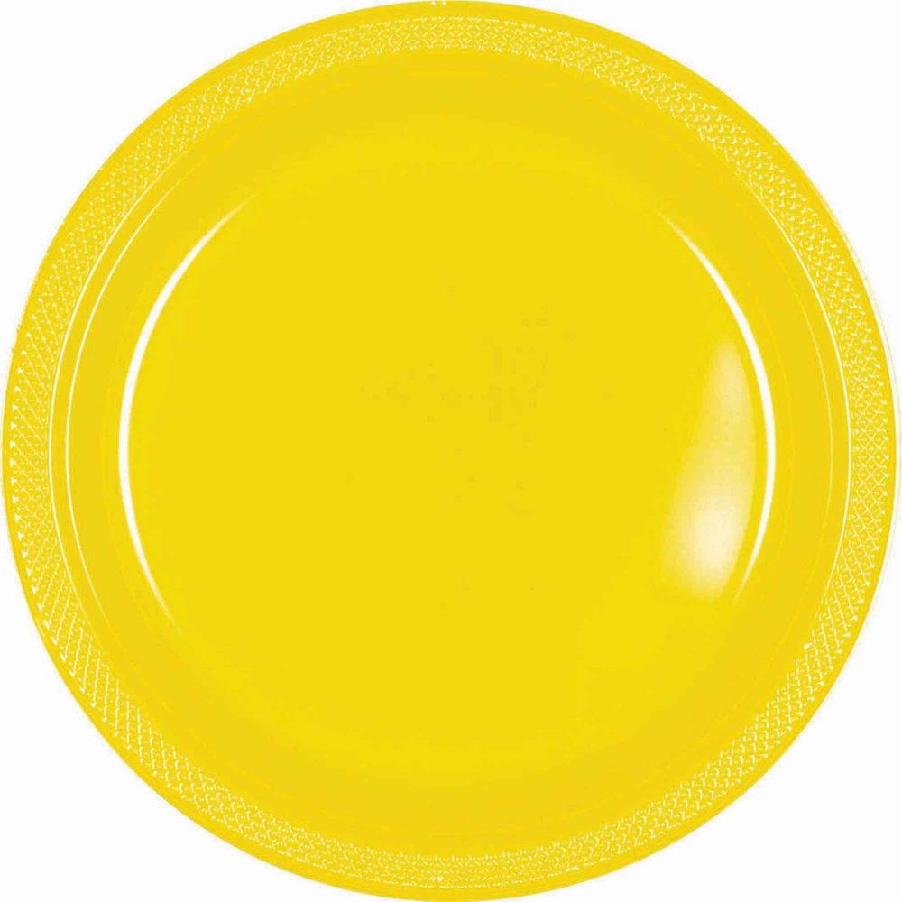 Plastic Plate 17cm 20 Pack-Yellow Sunshine - party supplies australia
