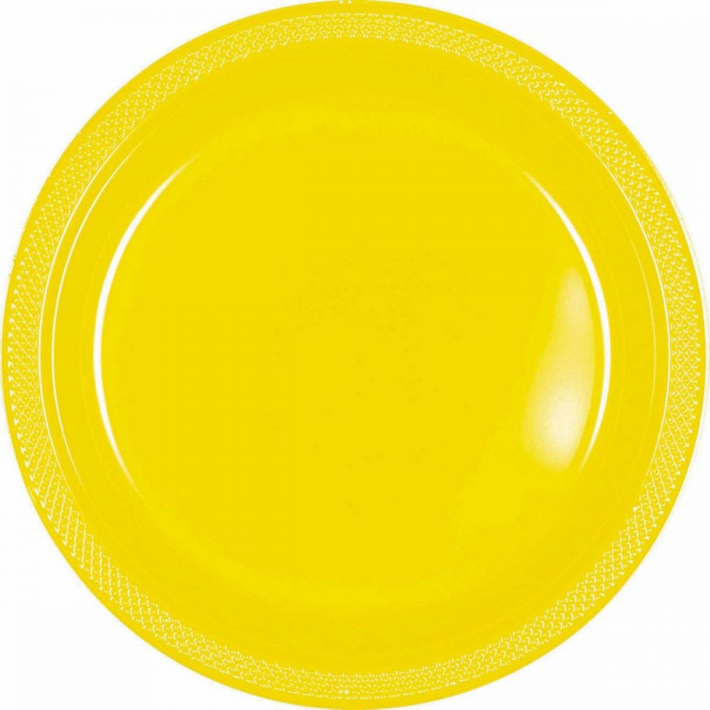 Plastic Plates 22.9cm 20 Pack-Yellow Sunshine - party supplies australia