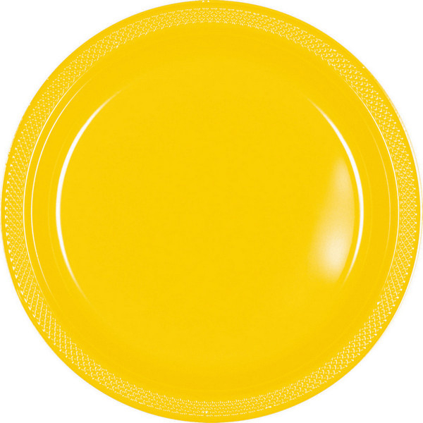 Plastic Plate 26cm 20 Pack-Yellow Sunshine - party supplies australia