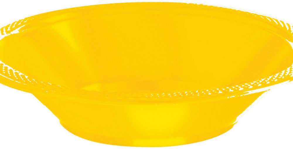 Plastic Bowl 355ml 20 Pack-Yellow Sunshine - party supplies australia