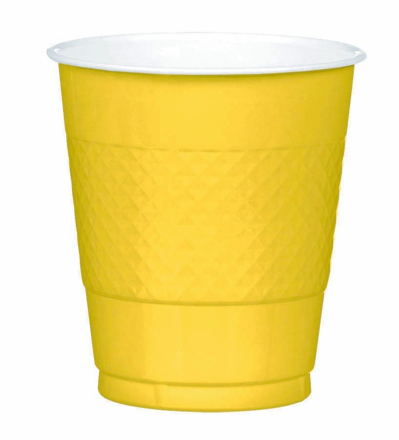 Plastic Cup 355ml 20 Pack-Yellow Sunshine - party supplies australia