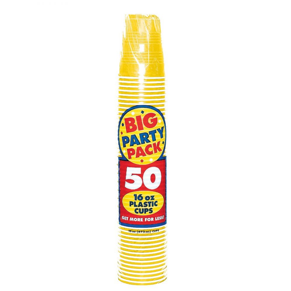 Big Party Pack 473ml Plastic Cup Yellow Sunshine - party supplies australia