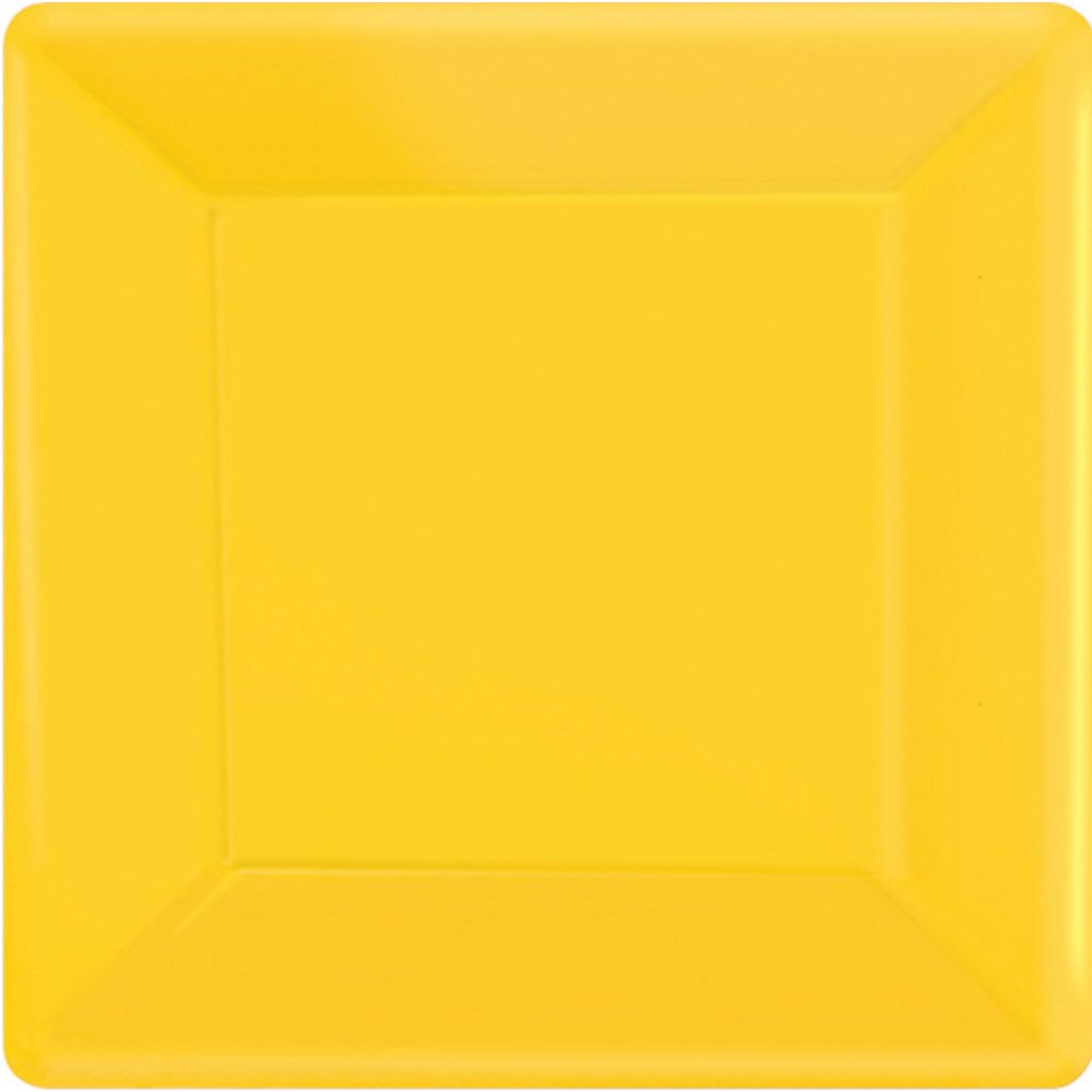 Paper Plates 17cm Square 20CT-Yellow Sunshine - party supplies australia