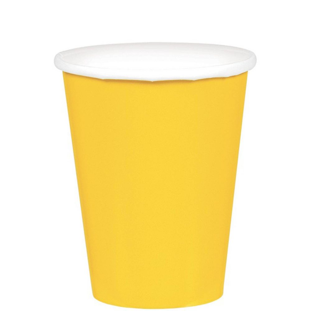 266ml Cups Paper 20 Pack - Yellow Sunshine - party supplies australia