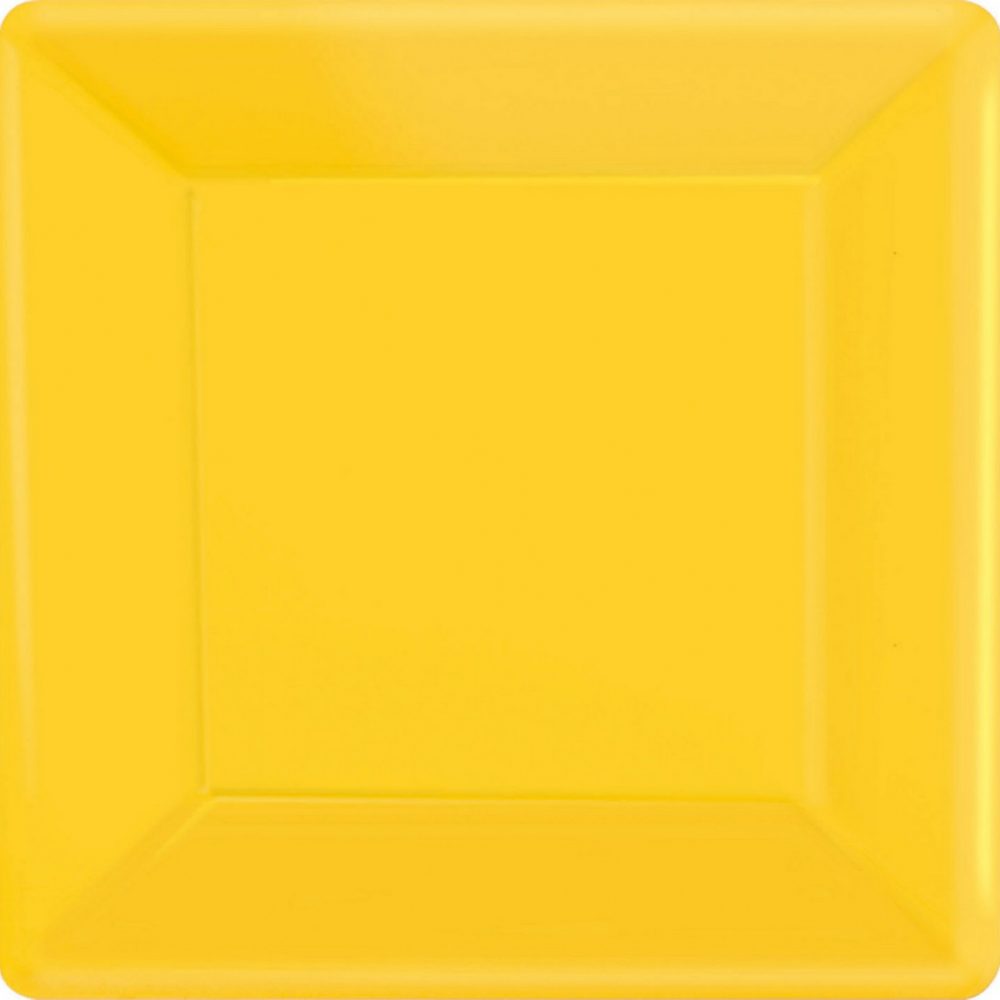 Paper Plates 26cm Square 20CT - Yellow Sunshine - party supplies australia