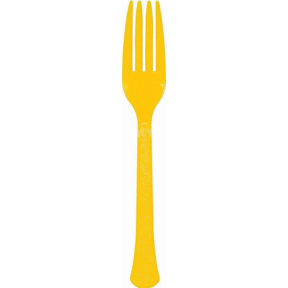 Heavy Weight Fork 20 Pack-Yellow Sunshine - party supplies australia