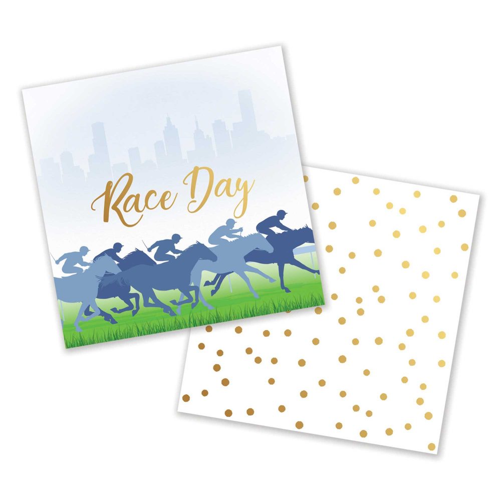 Race Day Hot Stamped Beverage Napkins - Bulk Pack 50 - party supplies australia