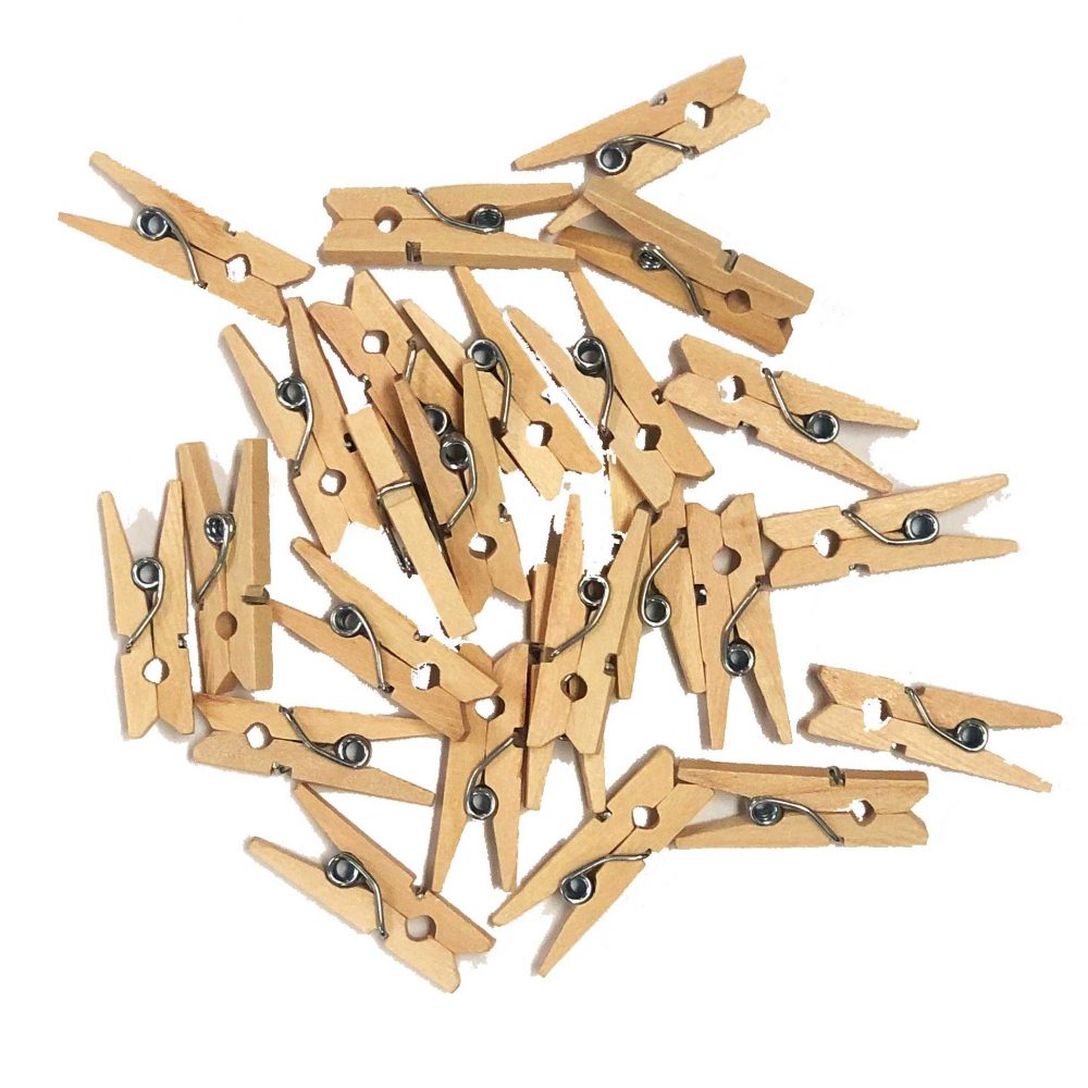 Kraft Mini Wooden Pegs 25PK - party supplies australia