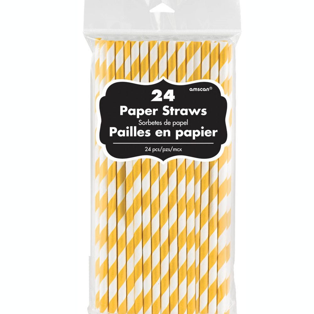 Paper Straws Yellow Sunshine - party supplies australia