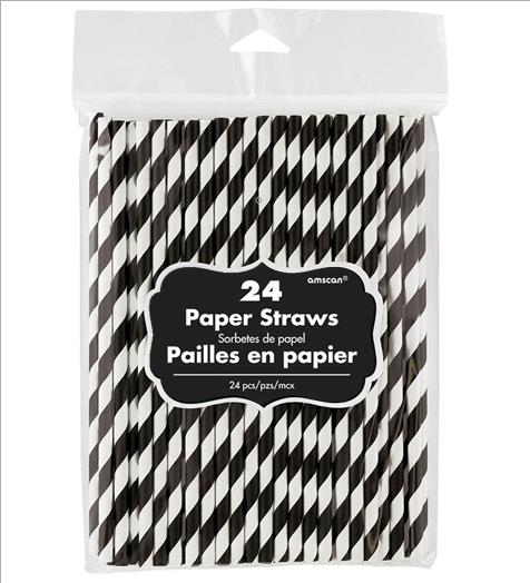 Paper Straws Jet Black - party supplies australia