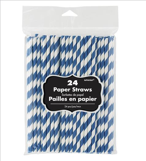 Paper Straws Bright Royal Blue - party supplies australia
