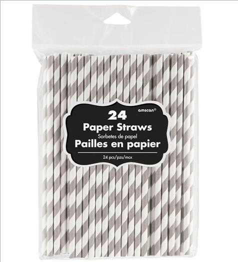 Paper Straws Silver - party supplies australia