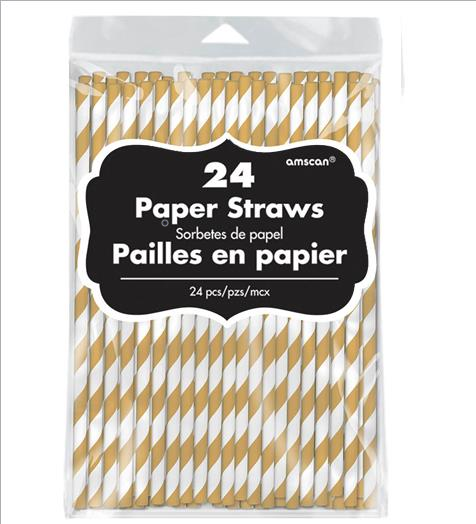 Paper Straws Gold - party supplies australia