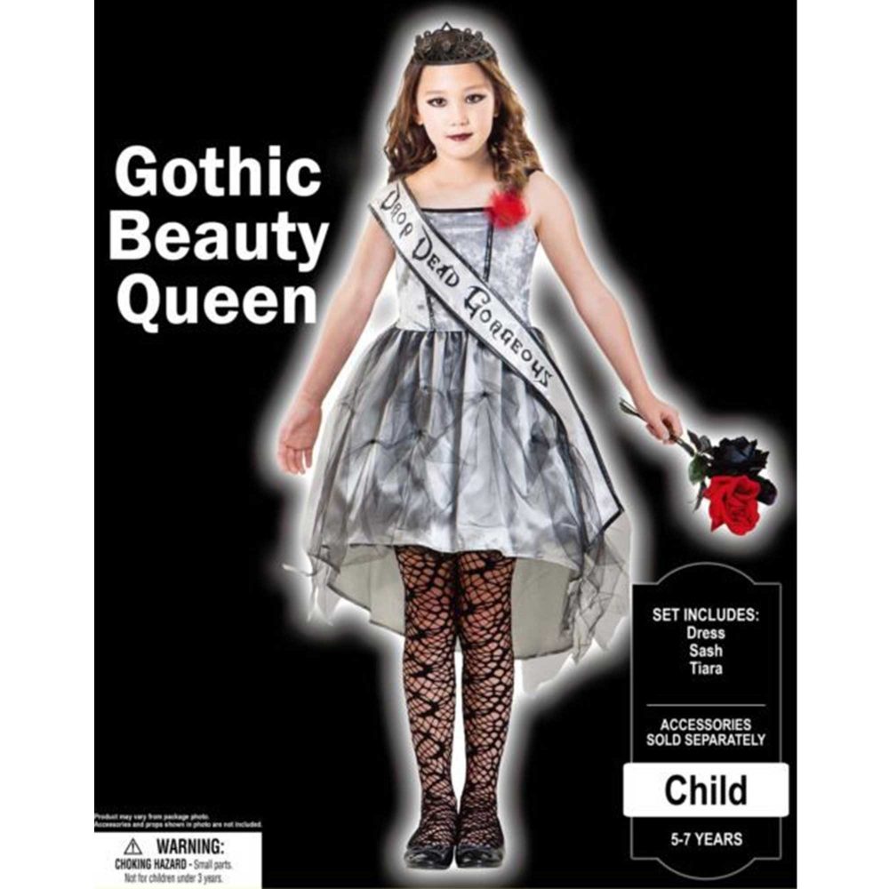 Costume Gothic Beauty Queen Girls 8-10 Years - party supplies australia