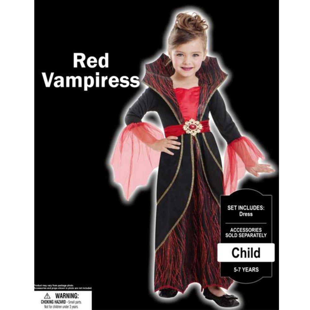 Costume Red Vampire Girls 5-7 Years - party supplies australia