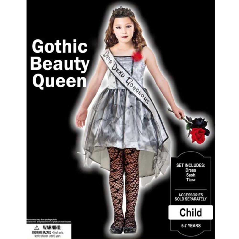 Costume Gothic Beauty Queen Girls 5-7 Years - party supplies australia