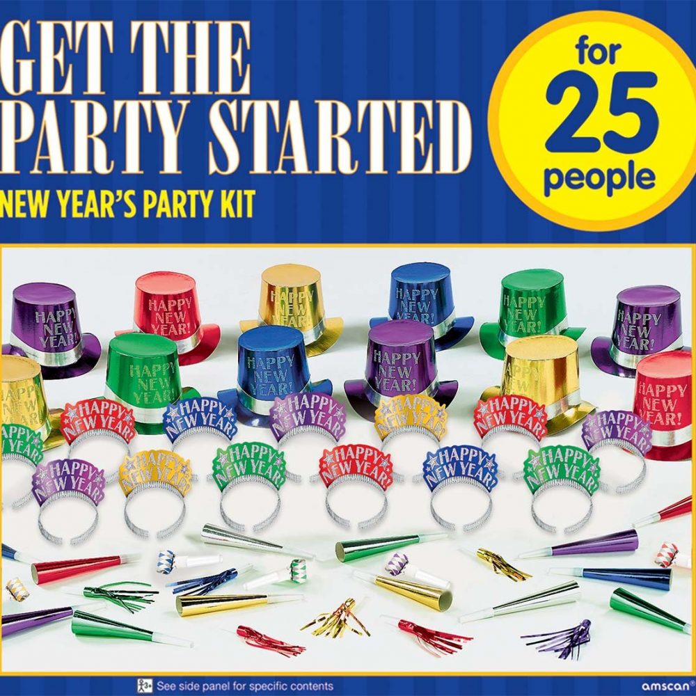 New Year's Get The Party Started Colourful Party Pack Kit for 25 People - party supplies australia