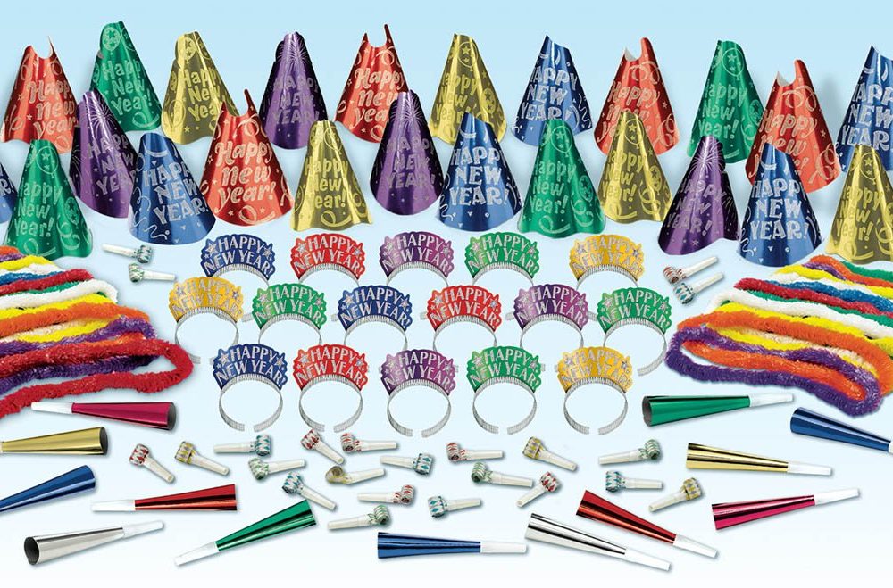 New Year's Evening Sparkle Colourful Party Pack Kit for 50 People - party supplies australia
