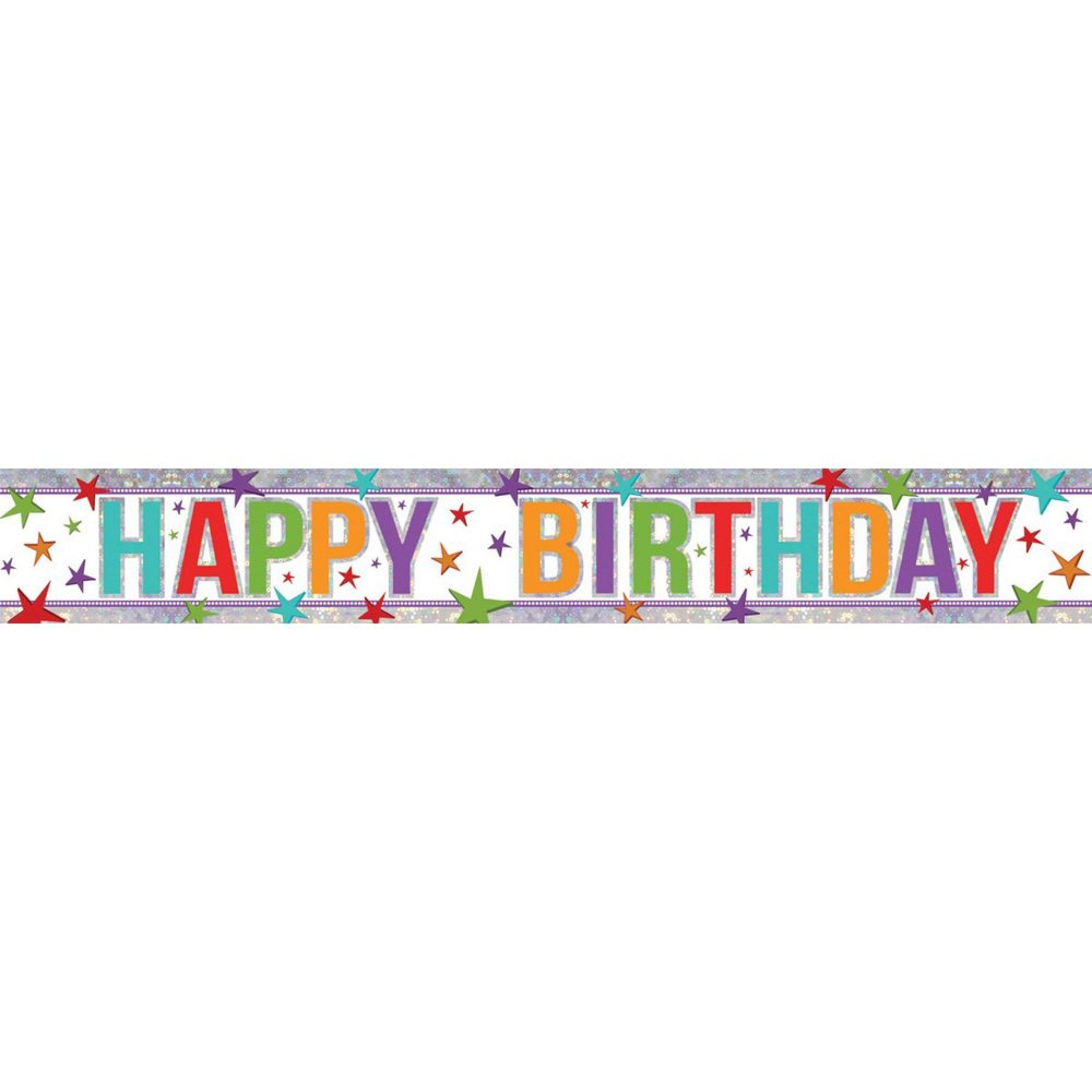 Banner Holographic Happy Birthday Multi - party supplies australia