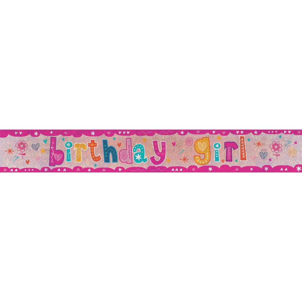 Banner Holographic Birthday Girl - party supplies australia