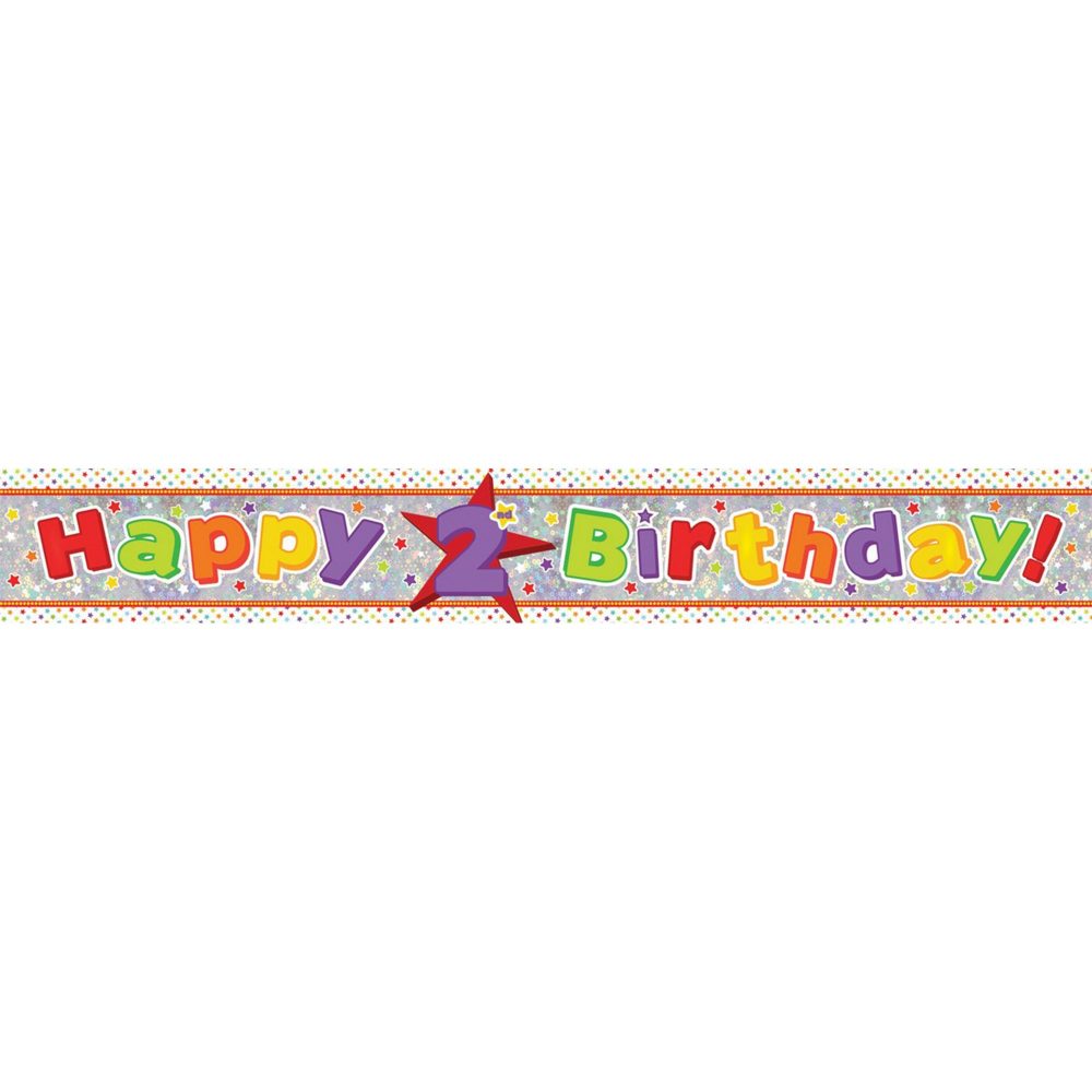 Banner Holographic Happy Birthday 2nd Multi - party supplies australia