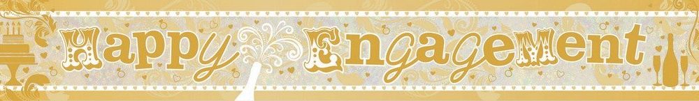 Banner Holographic Happy Engagement - party supplies australia